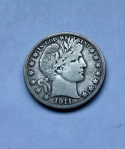 1911-S Barber Half Dollar Silver Fine Condition 50cCoin Low Mintage! *01