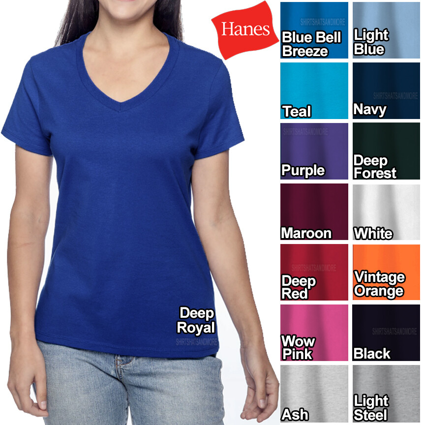 Hanes Women's Nano-T T-Shirt - Ultra Soft 100% Cotton Tee, Contoured Fit (Deep Royal, L)