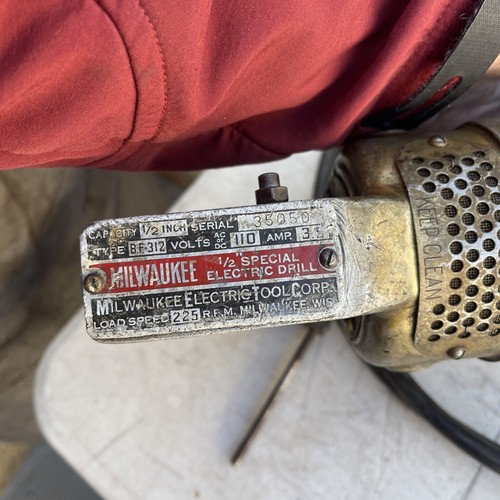 Vintage Milwaukee 1/2” BF-312 Special Electric Drill 225 RPM Working Great - Picture 3 of 12