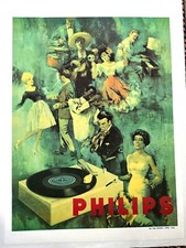 Philips Records Music original poster 1950 Musicians Singers Dancers