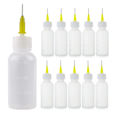 10pcs 30ml Needle Tip Bottles Set Squeeze Plastic Bottles Oil Liquid Glue Ink US