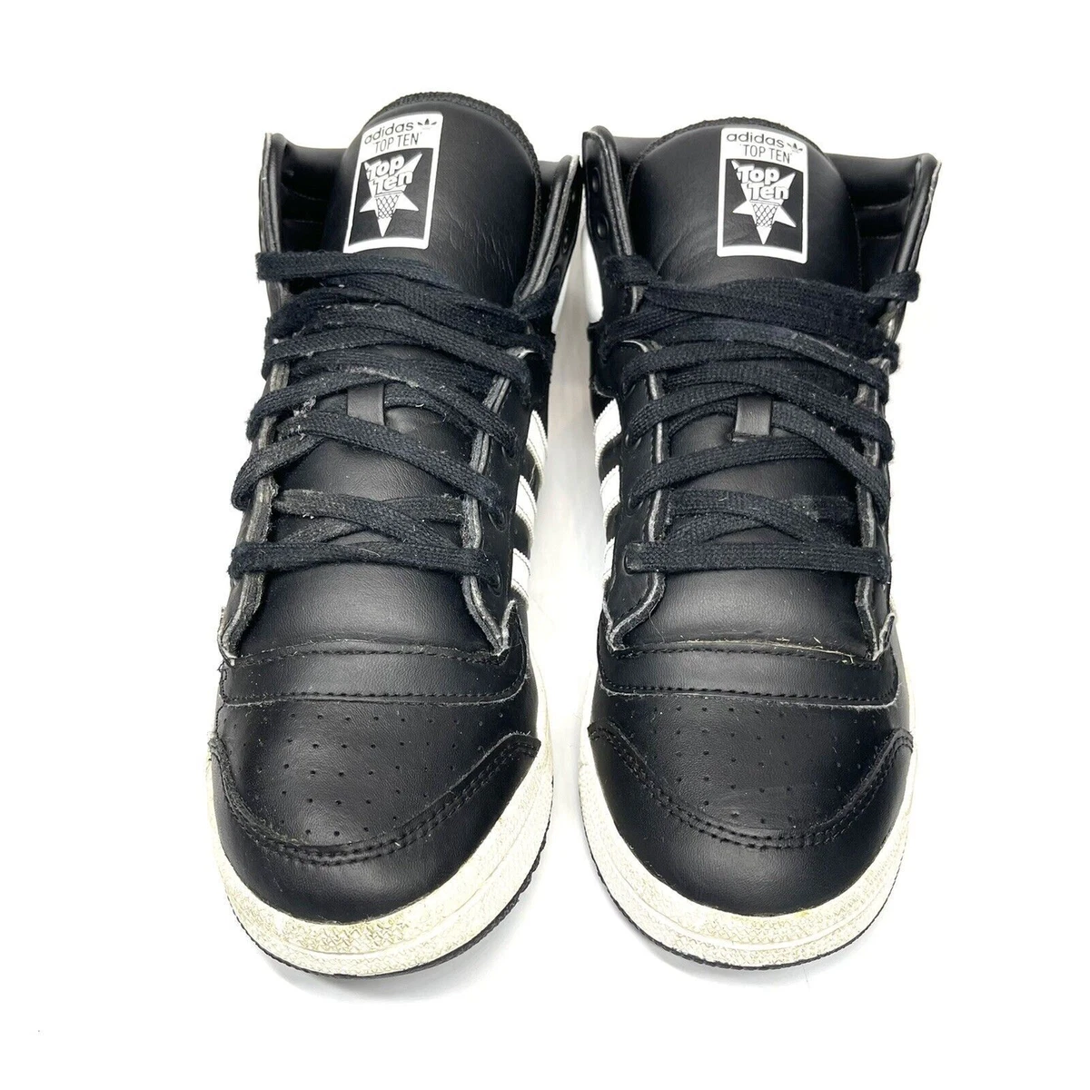 Adidas black shop leather high tops