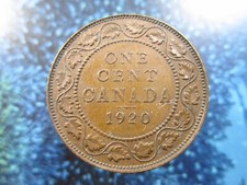 Canada 1 Cent 1920 George V Canadian Large Penny h8052 Coin