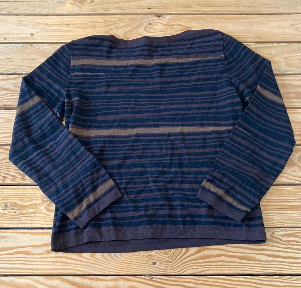 Женский свитер Saks Fifth Avenue в полоску из шерсти мериноса размер XL коричневый черный S11 - Изображение 2 из 4