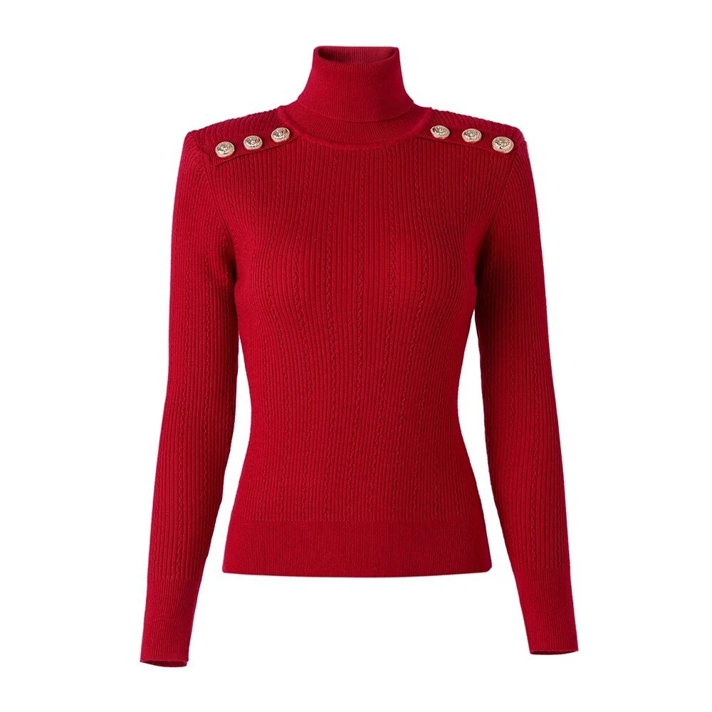 Turtleneck with gold buttons sale