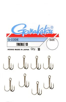 Spro Gamakatsu 13B Treble Hooks Bronze 1/0 2/0 3/0 1 2 4 6 8 10 12 Drilling NEW