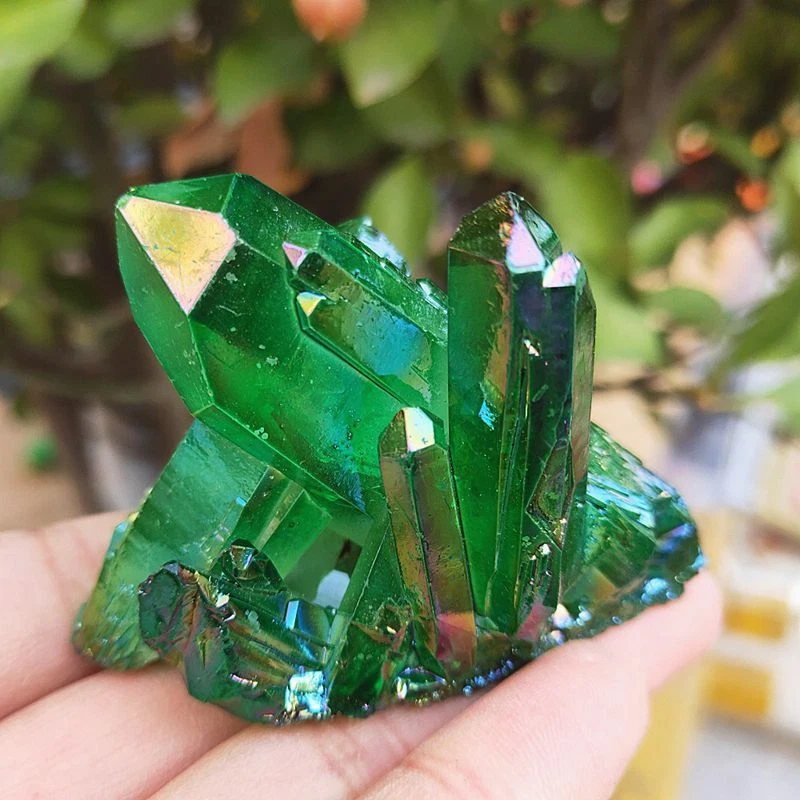 100g AAA Natural Chakra Green Aura Crystal Titanium VUG Quartz