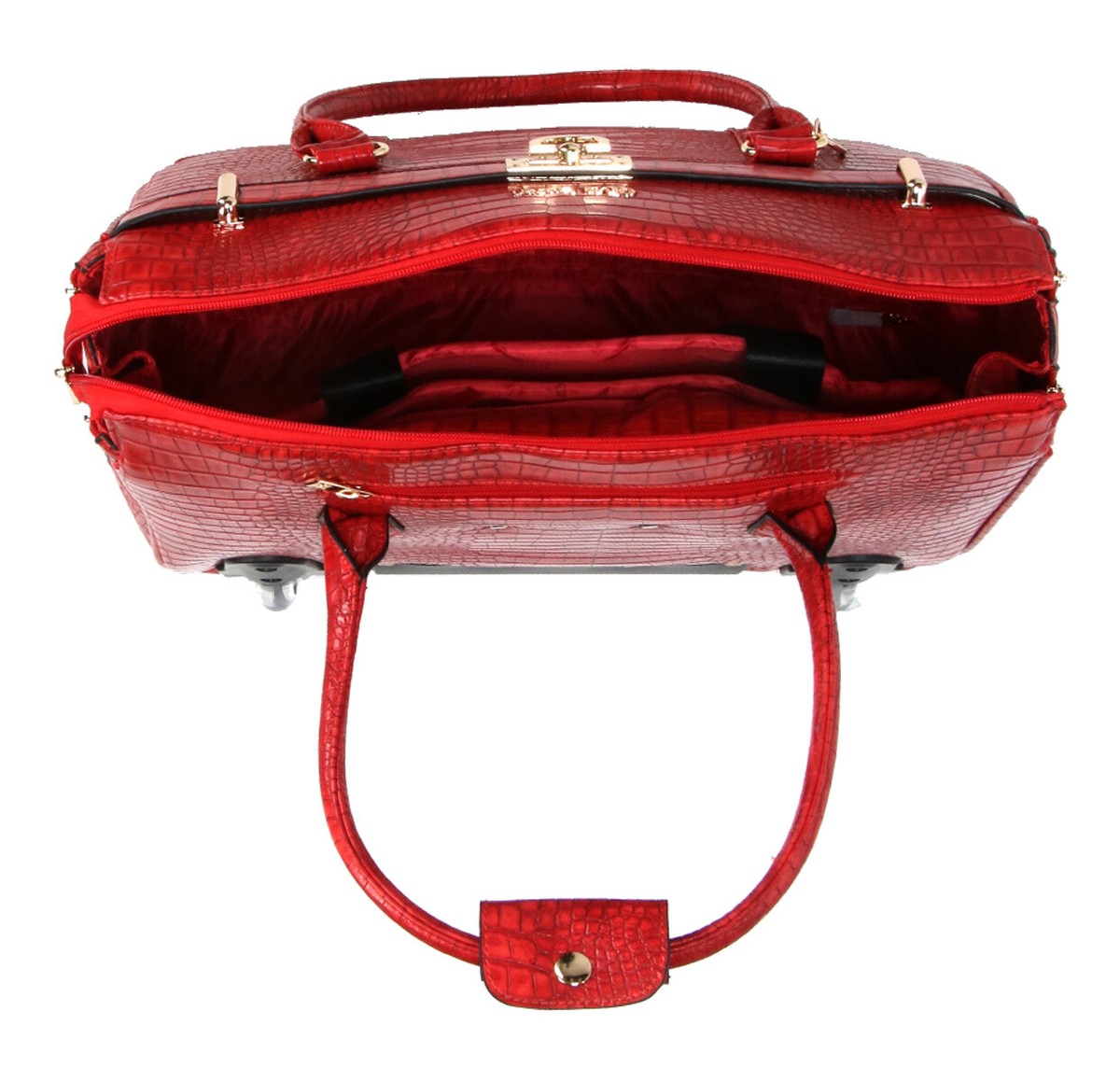 Bowatex Damen Leder Trolley Aktentasche - Business Tasche Mit 2 Rollen & Laptopfach 15,6 Zoll