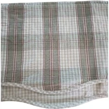 Waverly Valance Curtains Khaki Plaid Gingham Scalloped Farmhouse Country Cottage