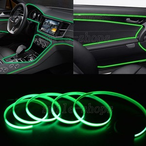 Details About 12v 3m Green El Wire Car Interior Atmosphere Light Neon Strip Cold Light Tape