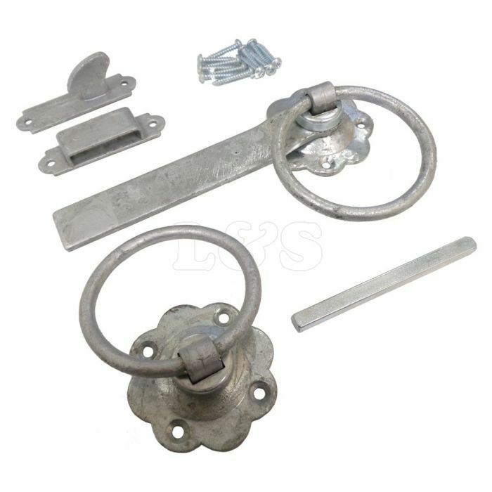150mm 6"" Plain Ring Handled Gate Latch, Galvanised