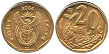Uncirculated 2004 South Africa 20 Cents Sepedi/Sesotho - Afrika Borwa Coin