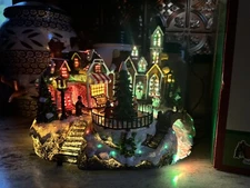 Cracker Barrel Animated Fiber Optic Christmas Village Season Peace Tree & Church