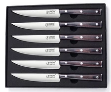 UMOGI High-end Steak Knives Set of 6, Gift Box - Black Natural Wooden Handle