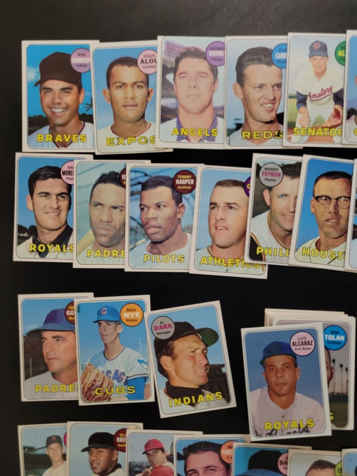 Lote de inicio de tarjetas de béisbol Topps 1969 - 71 diferentes - con Al Dark y Gene Alley Foto 3 de 4