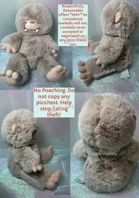 Jellycat Bo Bigfoot Plush Stuffed Animal Gray BO2BF 0 Ages 1-2 3-4