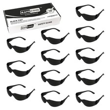 Safety Glasses Bulk Pack of 12 , Protective Polycarbonate Smoke Tinted Eyewe...