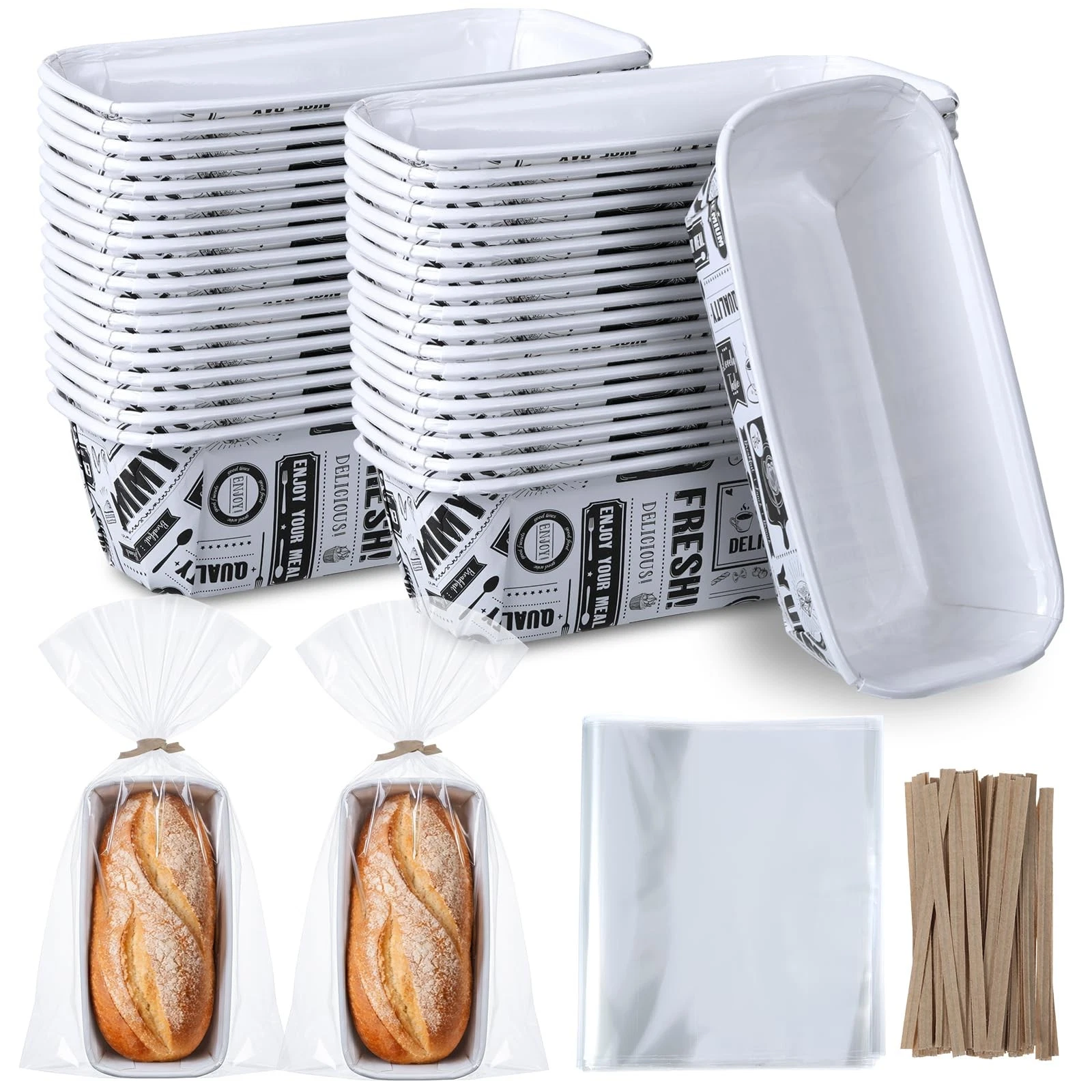 50 Sets Paper Loaf Pans for Baking 6.3 x 2.2 x 2.2 Inch Disposable Paper Baki...
