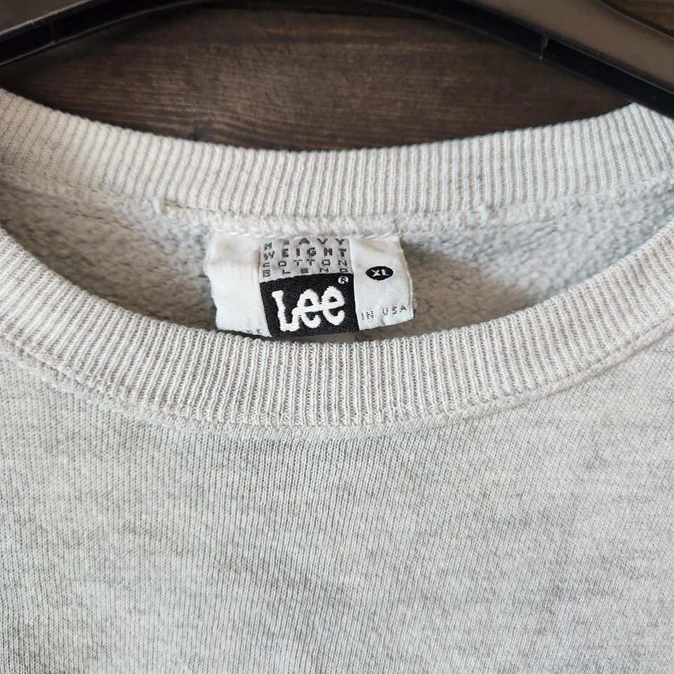 Sudadera Lee DE COLECCIÓN Talla XL PESO PESADO Hecha en EE. UU. Cuello Redondo Años 90 GRIS - Imagen 4 de 4