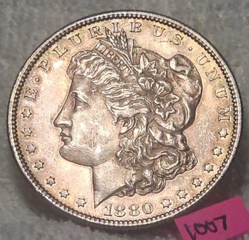 🚚FAST🔥GORGEOUS🔥 1880-S Morgan Silver 1$ Dollar LT Purple Toned BU