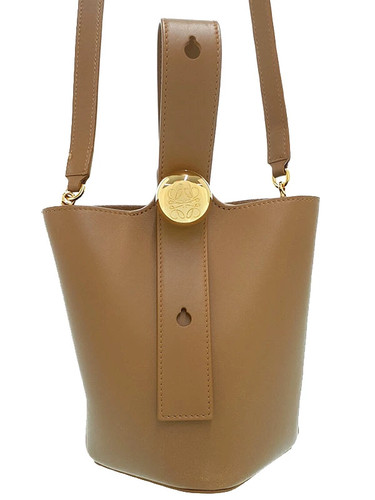 Loewe Pebble Bucket Bag Mini AANBBBMX02 Leather Brown Shoulder Bag #TB6425