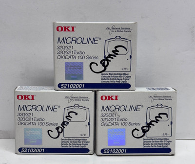 Lot of 3 OKI 52102001 Black Ribbon Cartridge Microline 320 321 Turbo 100 Series