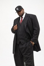 vintage PHAT FARM PRIVE 3 piece suit 54L pinstripe long jacket 90s hip hop rap