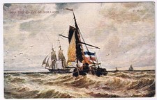 Postcard Art Off The Coast Of Holland Sailing Ships