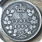 1892 Canada 5 Cents Silver — photo from another recent sale