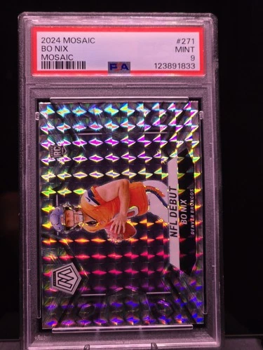 Bo Nix RC Denver Broncos 2024 Mosaic - NFL Debut  #271 Mosaic Prizm (RC) PSA 9