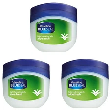 3 x Vaseline Aloe Fresh Light Hydrating Blue Seal Jelly, 3.38oz (100ml)
