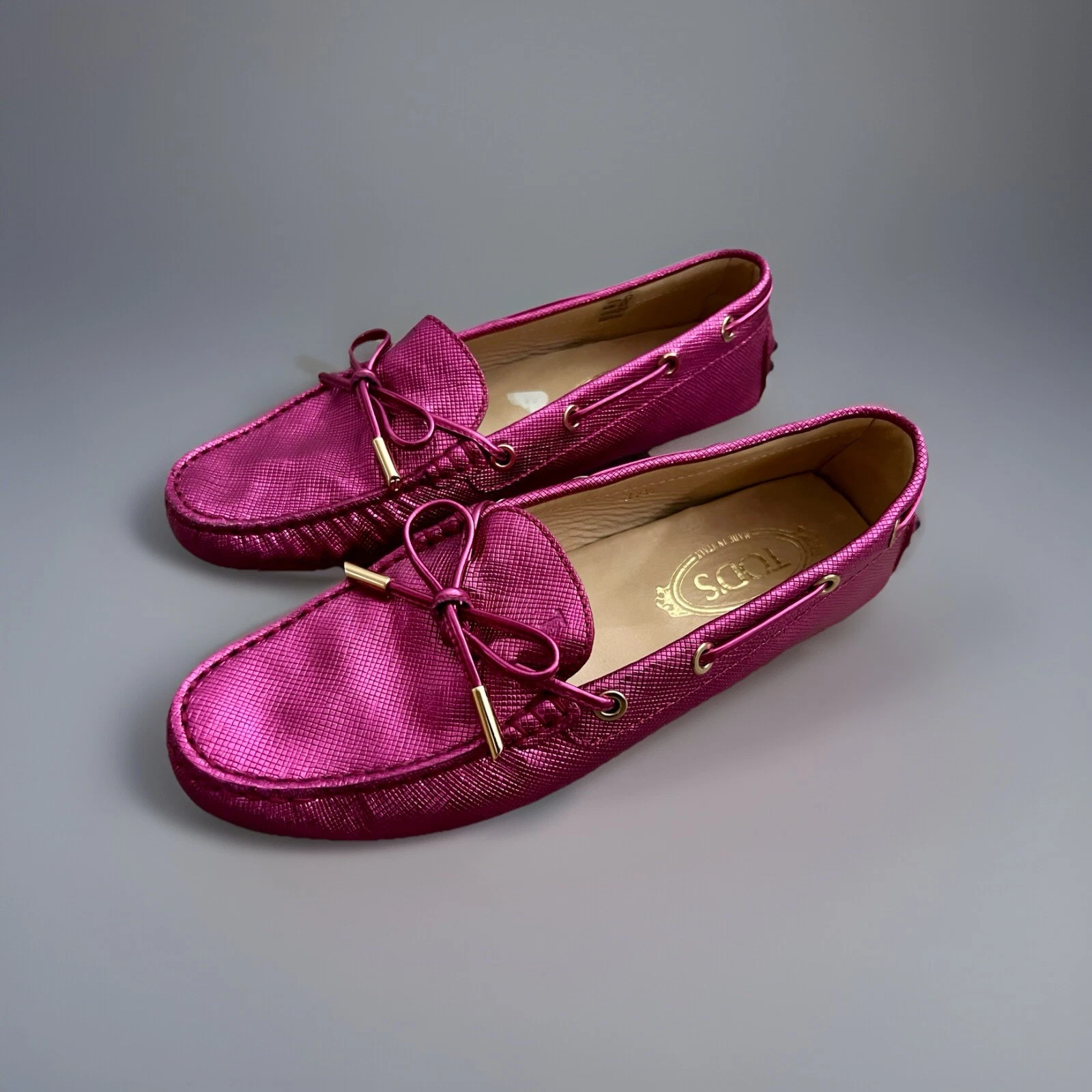 TOD’S Mocassini slip on gommino in pelle rosa "Tod's" taglia 37 1 2