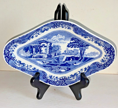 Spode Blue Italian Condiment Serving Plate Earthenware 8 5/8 Inch