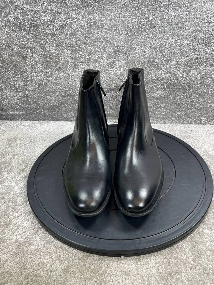 Bruno Magli Oxford Boots Womens 10 M Ipolito Black Leather Almond Toe Side Zip - Image 4 of 4