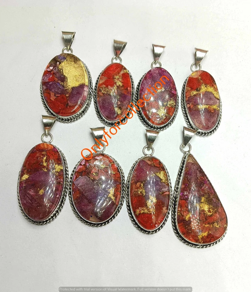 Подвески с драгоценными камнями туркиоза лот ювелирных изделий из серебра 925 пробы с покрытием оптом - Изображение 4 из 4