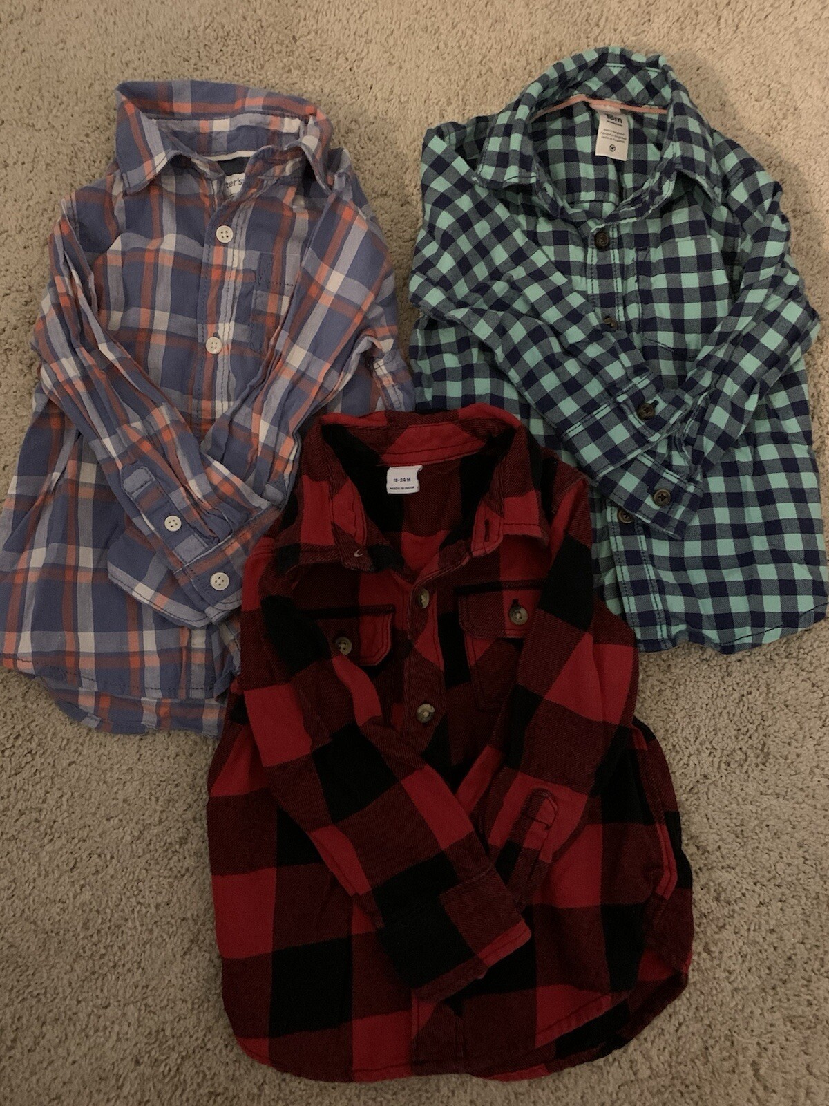 Toddler Boys Plaid Shirts 18M Lot of 3 Carter’s Old Navy Button Up