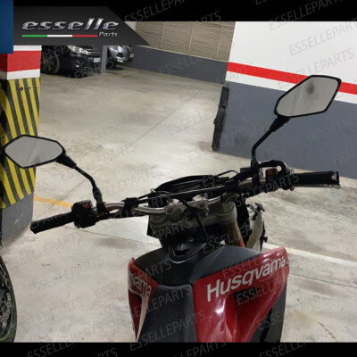 Coppia Specchietti Retrovisori Moto Cross Scooter Custom Nero M8 / M10 - Foto 6