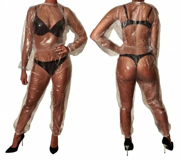 PVC Strampler 20028 Overall Spielanzug Schwitzanzug Windelhose Saunaanzug Klar