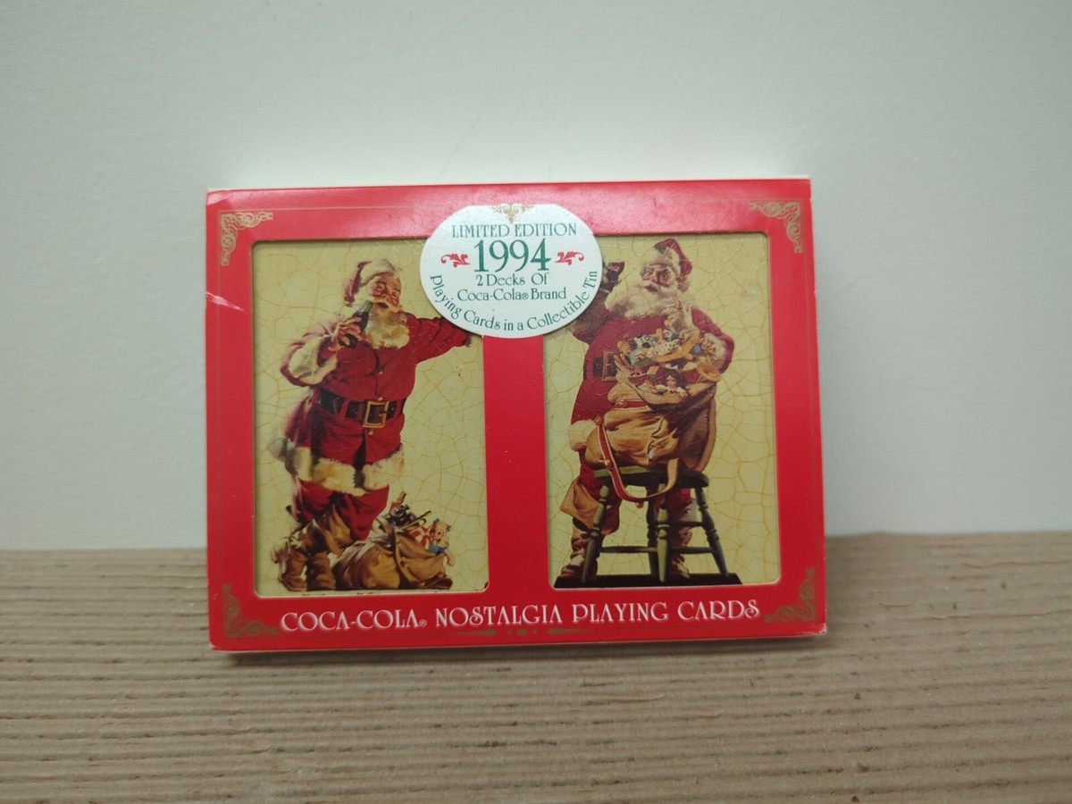 1994 limited edition coca cola playing cards Nostalgia Collectible Tin 2 Decks One New Coca-Cola Nostalgia Playing Cards Double