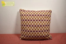 Threshold Square Checkered Woven 18x18" Throw Pillow Caramel/Ivory/Berry*