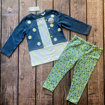 Baby Girl 12-18 Months British M&Co Multicolored Ditsy Floral Top & Leggings Set
