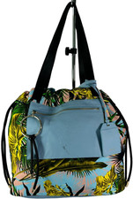 VERSACE Medusa Multicolor Cloth/Canvas Leather Beach Drawstring Tote Bag