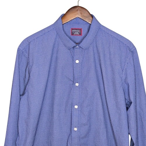 UNTUCKit Camicia manica lunga con bottoni fantasia 100% cotone blu uomo XL - Foto 4 di 8