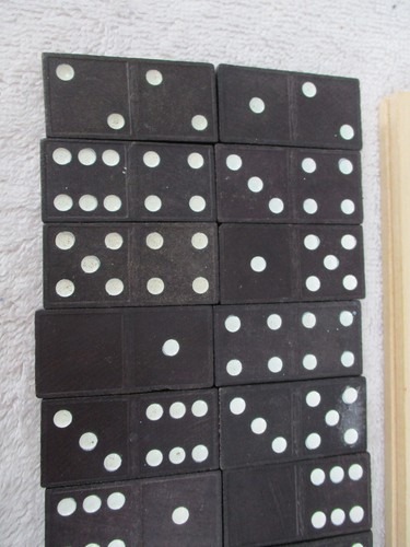Dominoes Halsam Wooden Dragon Games Vintage Black Travelers 29pcs No Box - Picture 8 of 11