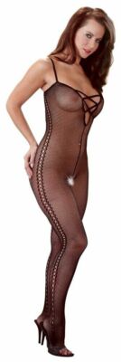 Netz-Catsuit Schritt offen M - L  ouvert   Dessous Reizwäsche Body 