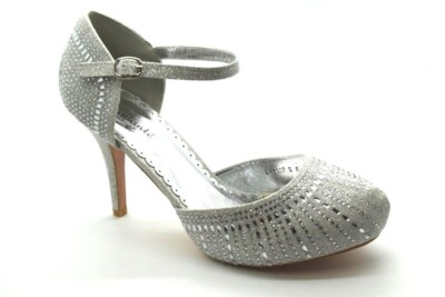 Damen-Pumps Mary Jane versteckte Plateau Glitzer hoher Absatz Hochzeit