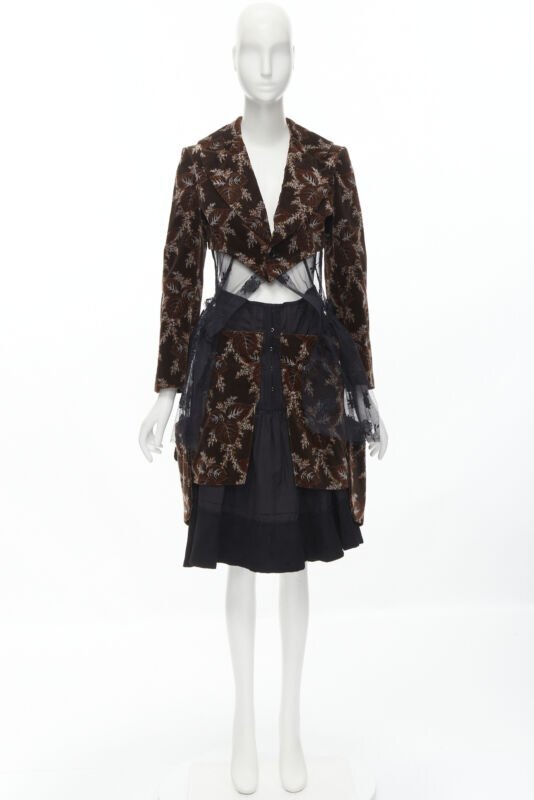 Runway COMME DES GARCONS Vintage brown velvet floral mesh Runway COMME DES GARCONS Vintage brown velvet floral mesh