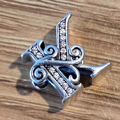 Initial K Letter S925 Charm Bamoer Hallmarked Bracelet Slide C Zirconia 2017 PE1