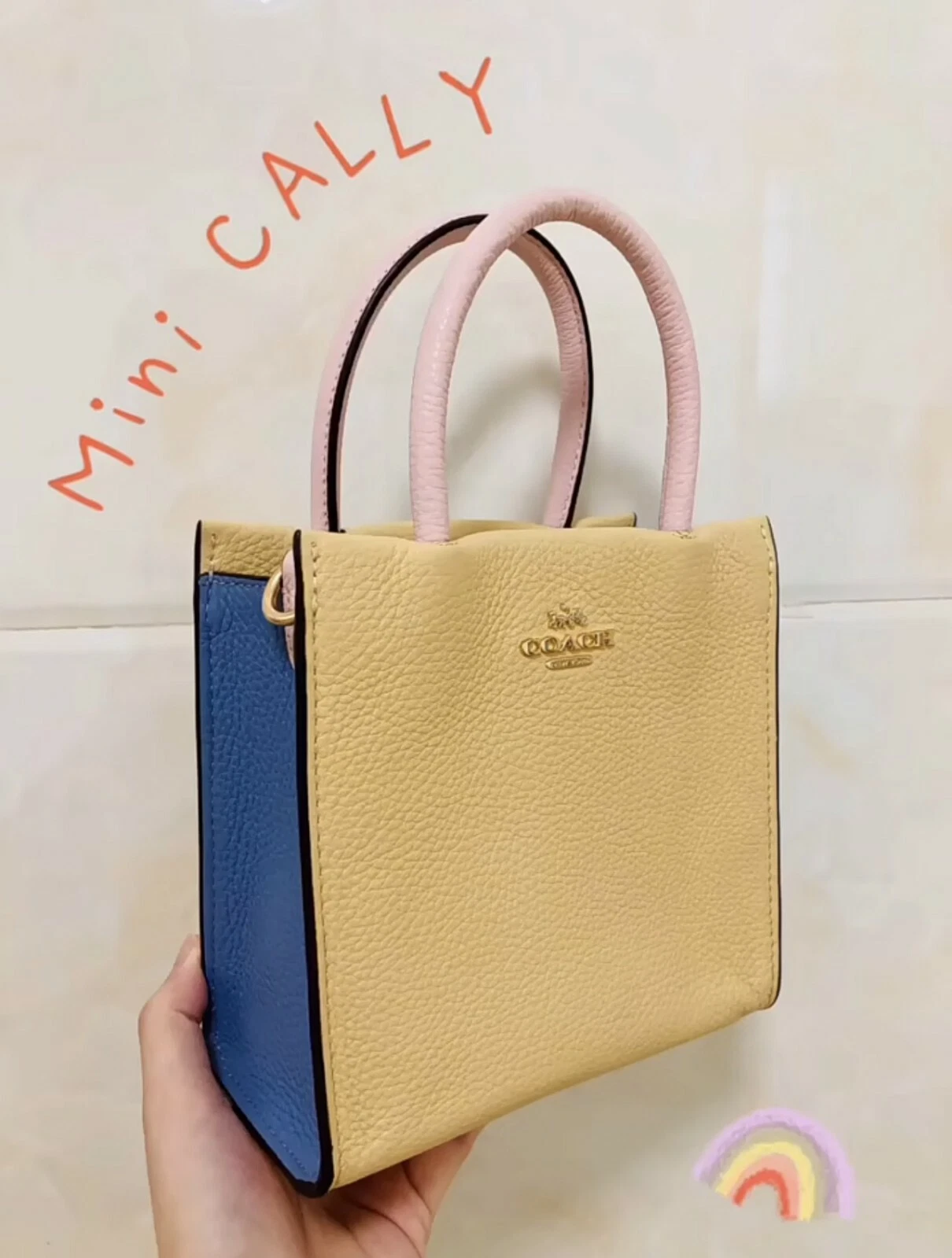 Borsa a tracolla Coach 5691 Mini Cally nuova con etichette in pelle colorblock