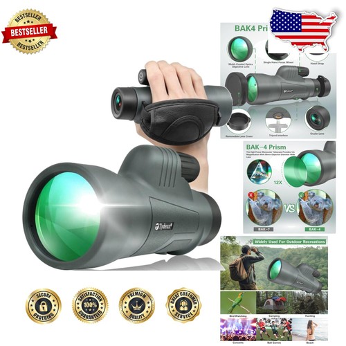 12x50 Multi-Coated Monocular Telescope - Ideal for Concerts, Hunting & Travel - 第 1/10 張圖片